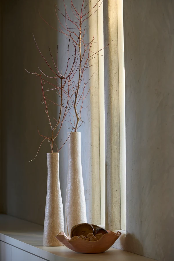 Vase deco 12x55,5 cm SETIMMO ceramics light brown
