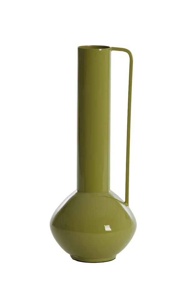 Vase deco 12x33 cm PANZANO shiny olive green