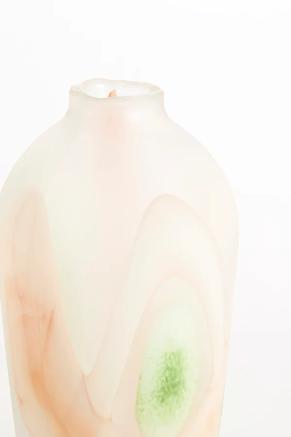 Vase 20,5x37 cm BARCOS glass matt white+green+peach