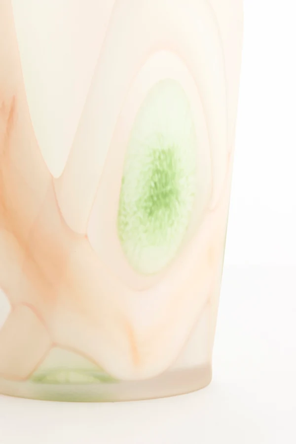 Vase 20,5x37 cm BARCOS glass matt white+green+peach