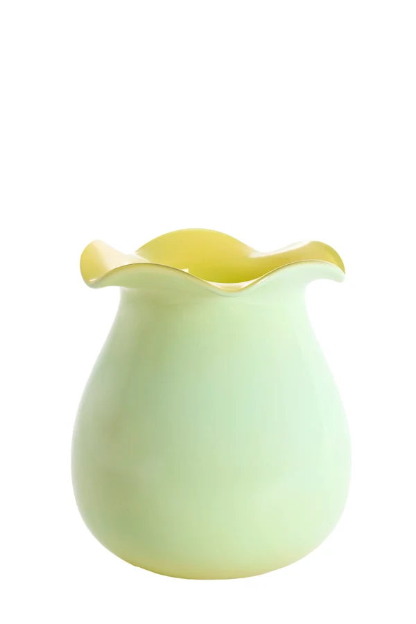 Vase 20,5x22,5 cm MAREBBE glass mint+yellow