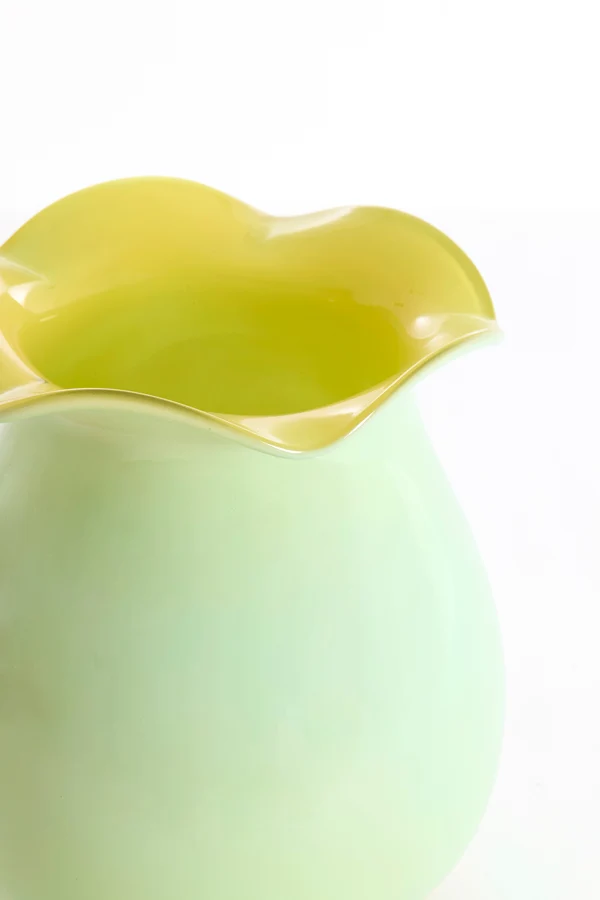 Vase 20,5x22,5 cm MAREBBE glass mint+yellow