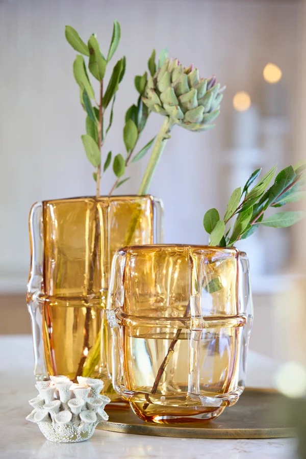 Vase 20,5x13x29 cm ASHORO glass amber