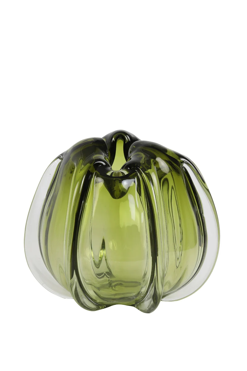 Vase 24,5x22 cm MURELA glass olive green