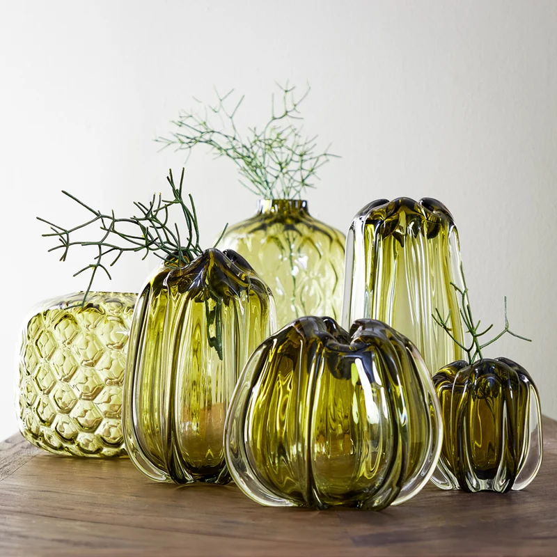 Vase 24,5x22 cm MURELA glass olive green