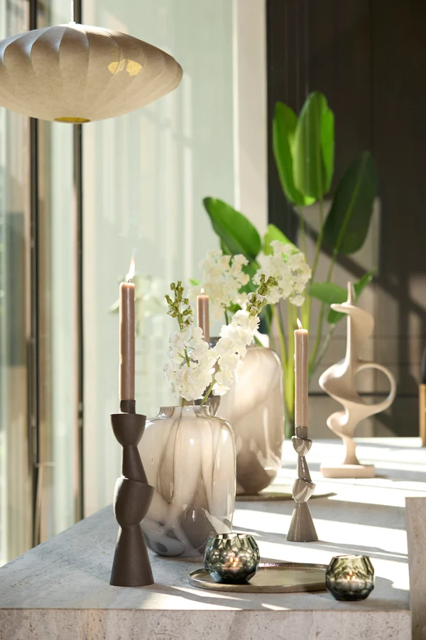 Vase 34x50 cm KOBALA glass grey-cream