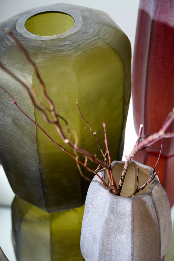 Vase 33x42 cm PACENGO yellow-olive green