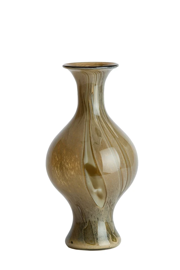 Vase 19x40 cm JORVEN glass taupe+olive green