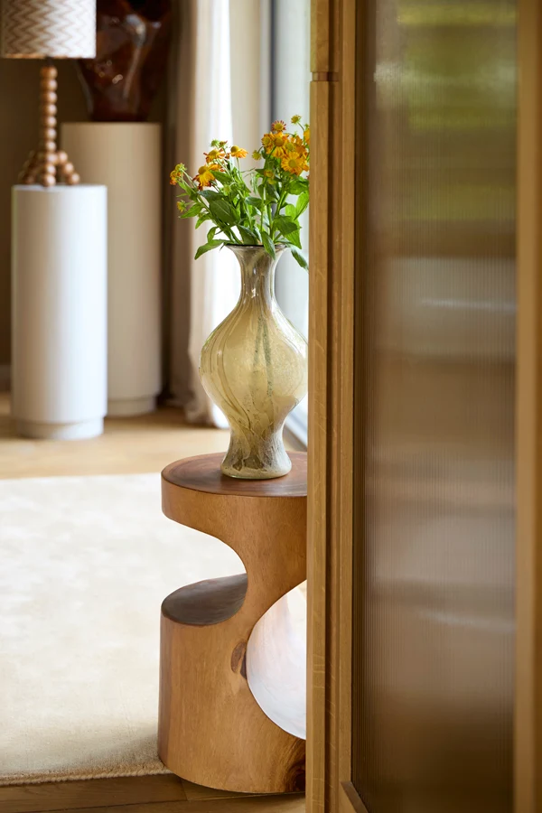 Vase 19x40 cm JORVEN glass taupe+olive green
