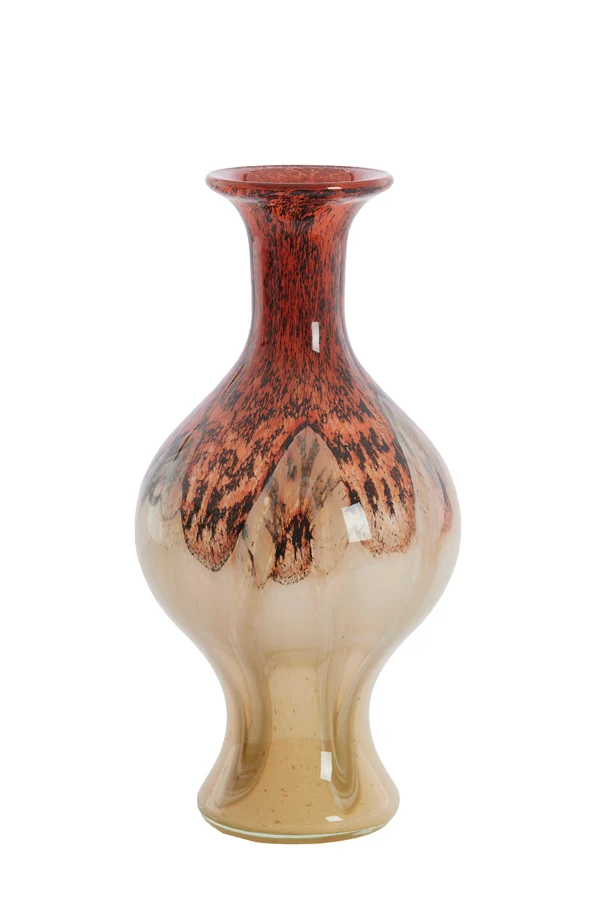 Vase 19x40 cm JORVEN glass red+taupe