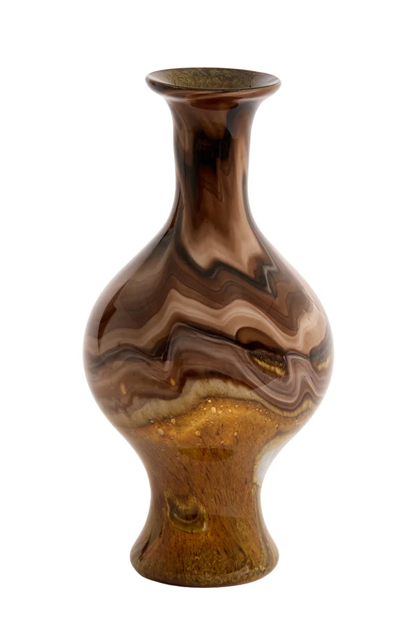 Vase 19x40 cm JORVEN glass brown+cream+black