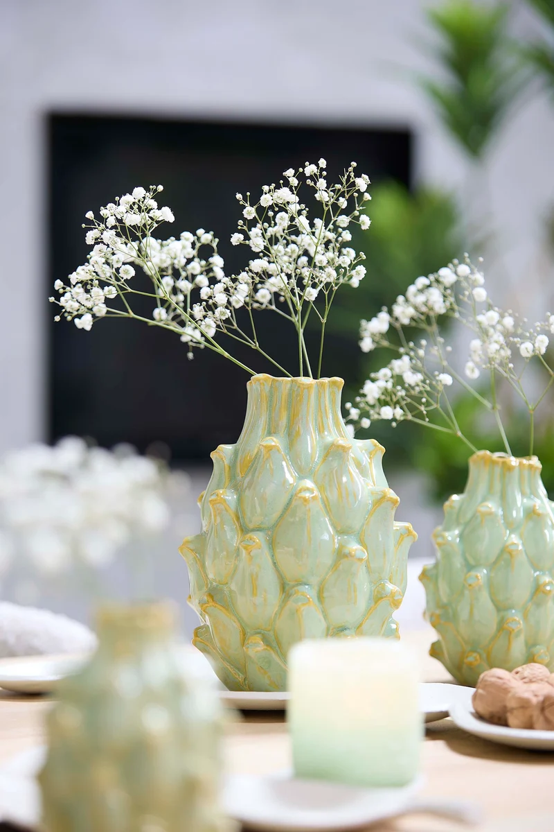Vase deco 12x16,5 cm TAYA ceramics yellow-green