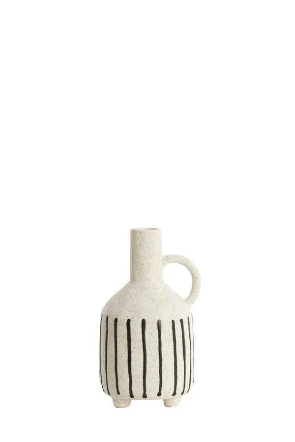 Vase deco 12x11x21,5 cm JONAI ceramics matt cream-black