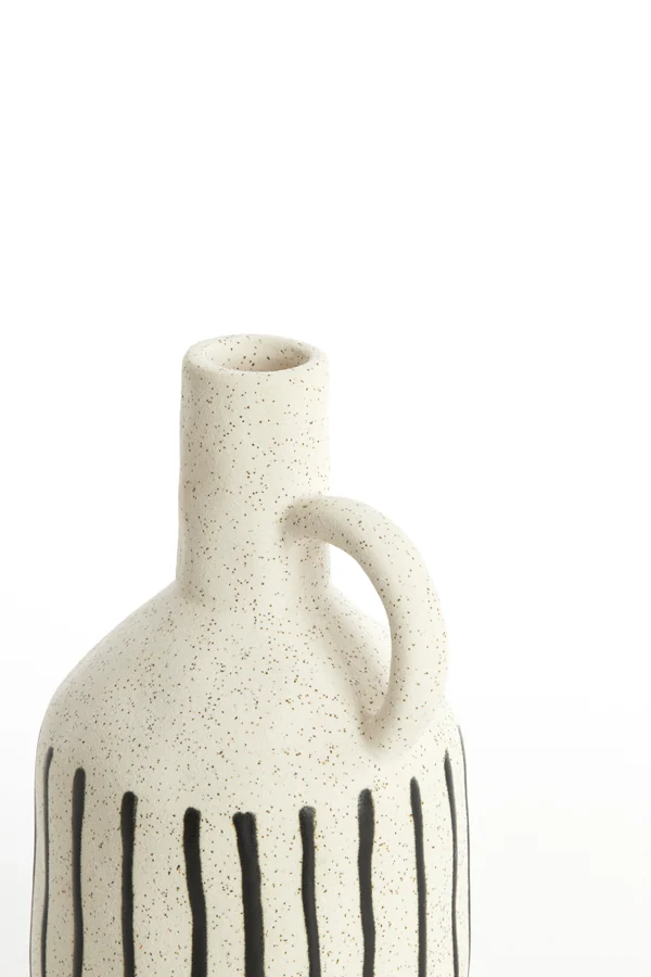 Vase deco 12x11x21,5 cm JONAI ceramics matt cream-black