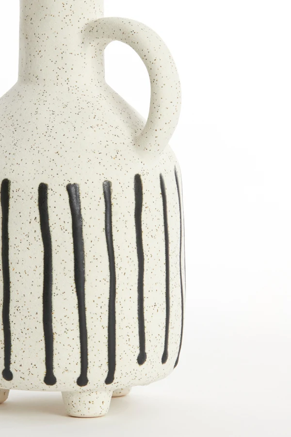 Vase deco 12x11x21,5 cm JONAI ceramics matt cream-black