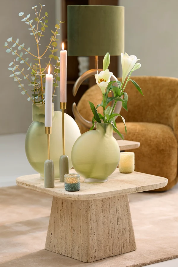Vase 33x16,5x36,5 cm TORNA glass olive green