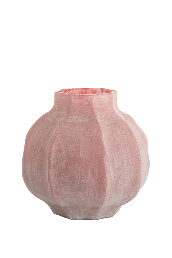 Vase 32,5x32 cm TEJEDA glass dark pink
