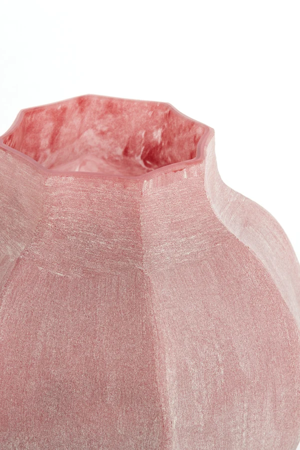 Vase 32,5x32 cm TEJEDA glass dark pink
