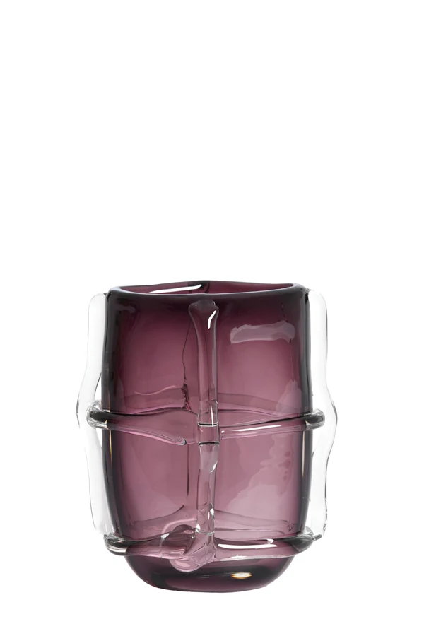 Vase 19x14x22 cm ASHORO glass dark purple