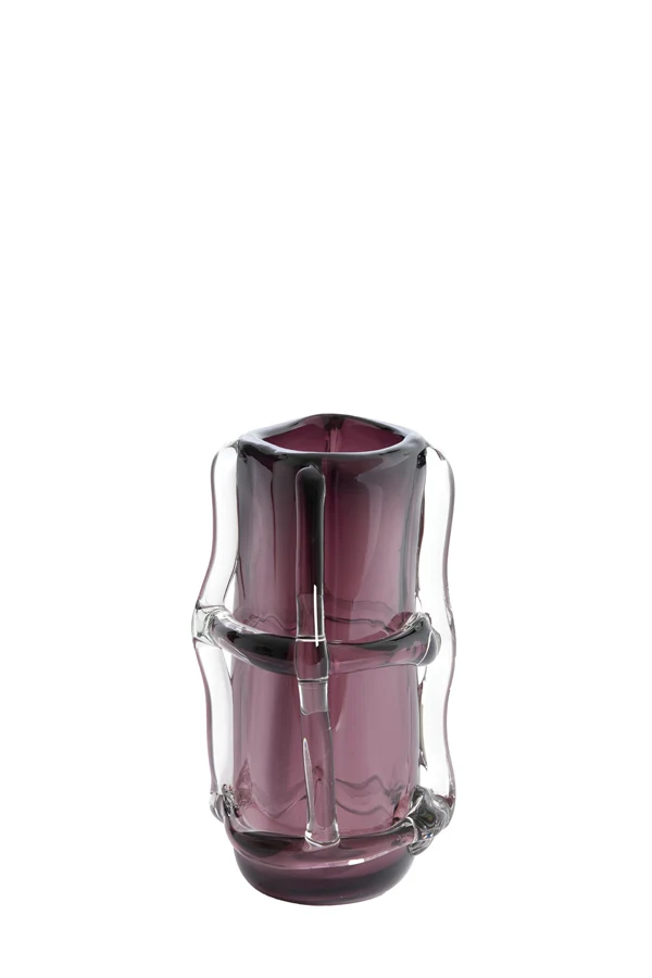 Vase 19x14x22 cm ASHORO glass dark purple