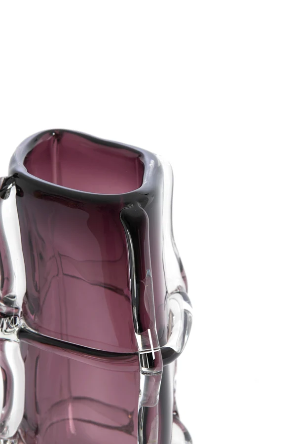 Vase 19x14x22 cm ASHORO glass dark purple