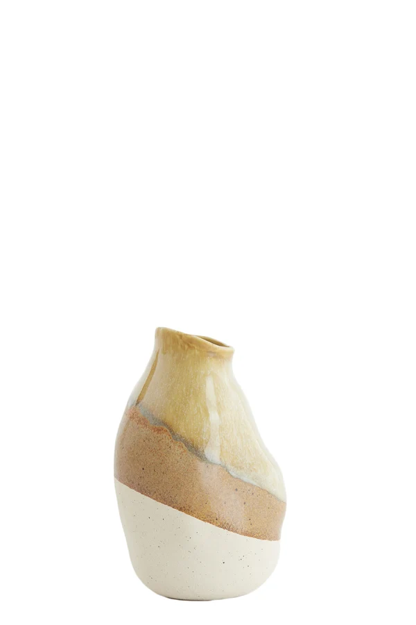 Vase deco 12x11,5x19 cm YULARA ceramics brown+cream
