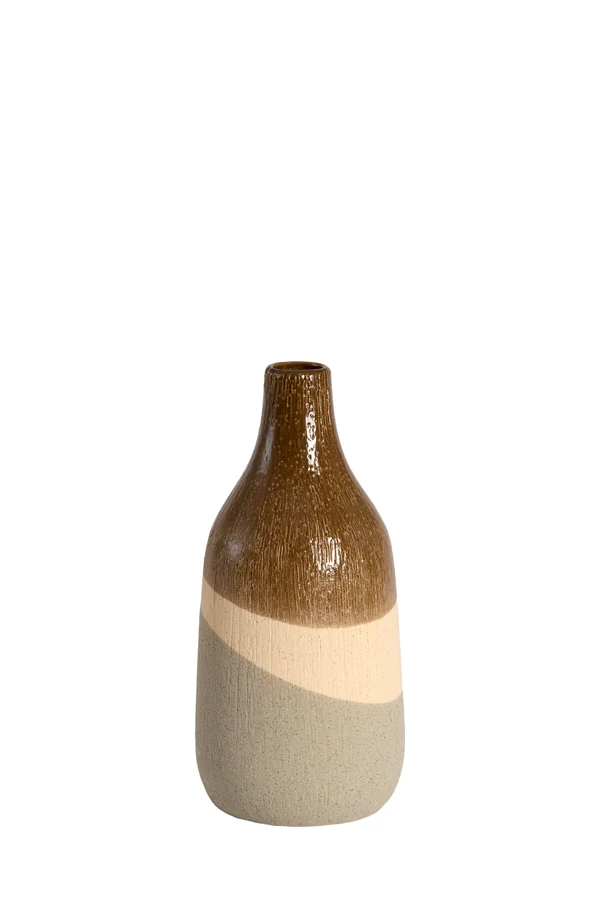 Vase deco 12,5x28 cm ZUBIRI ceramics brown+beige+taupe