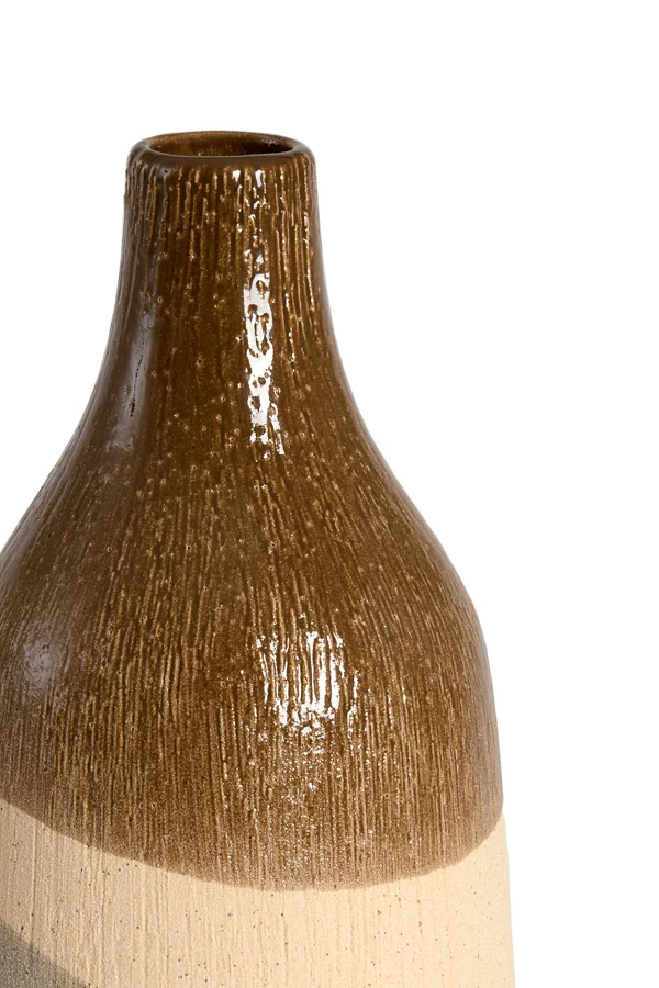 Vase deco 12,5x28 cm ZUBIRI ceramics brown+beige+taupe
