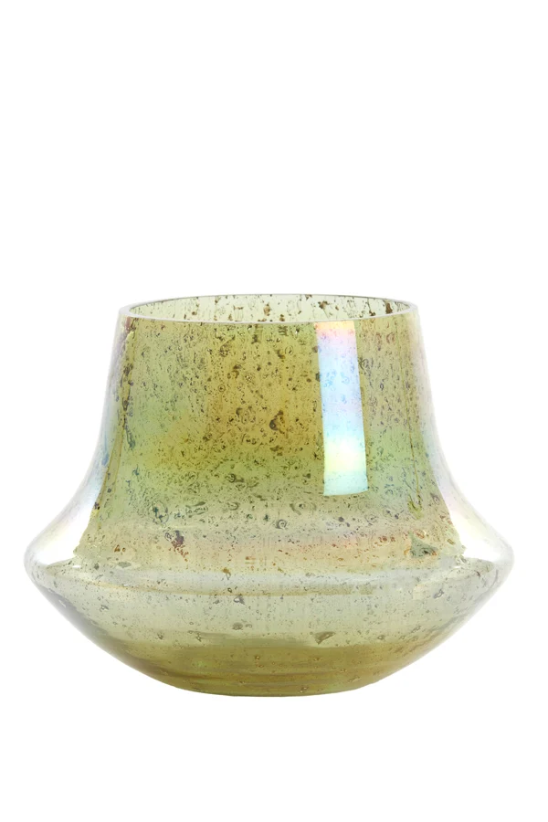 Vase 23x18 cm DOMI glass stone finish green