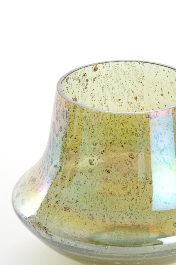 Vase 23x18 cm DOMI glass stone finish green