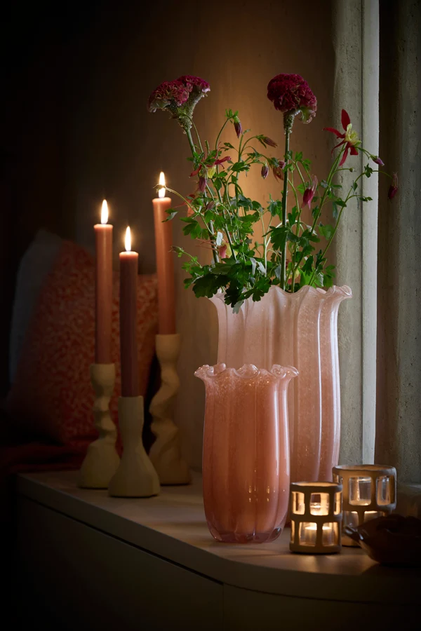 Vase 23,5x38 cm SEDONA glass peach