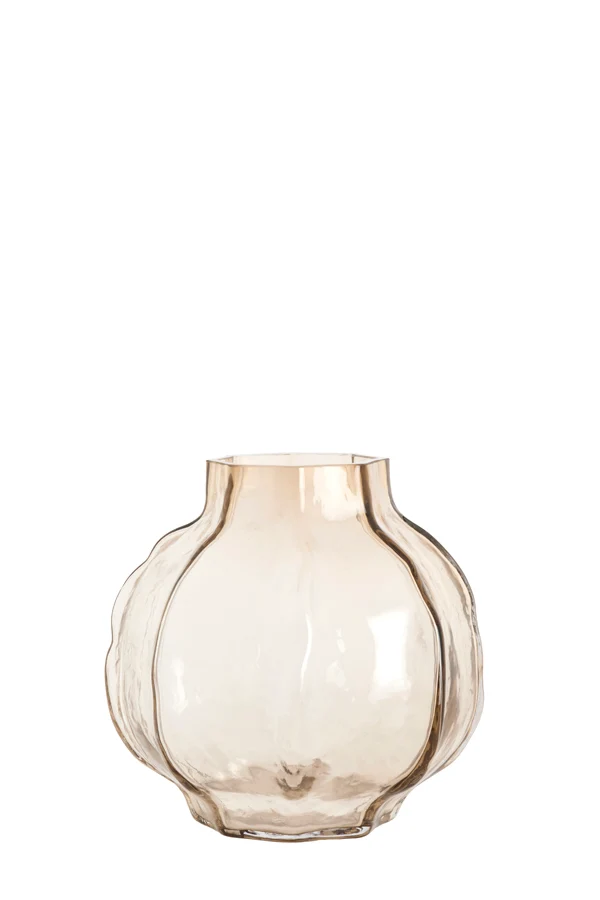 Vase 32,5x32 cm TEJEDA glass clear light brown