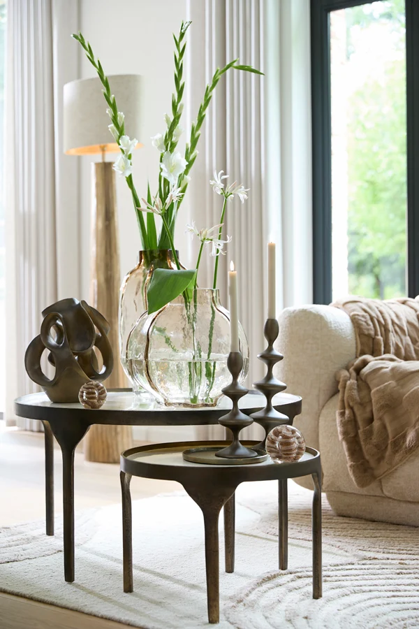 Vase 32,5x32 cm TEJEDA glass clear light brown