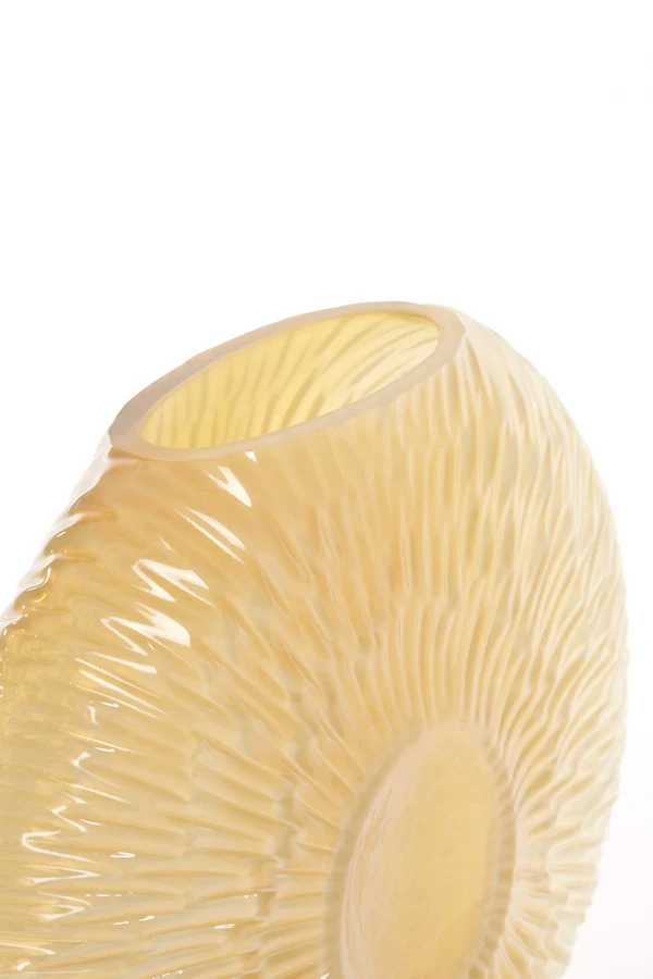 Vase 32,5x10x24 cm CONCHA glass light yellow