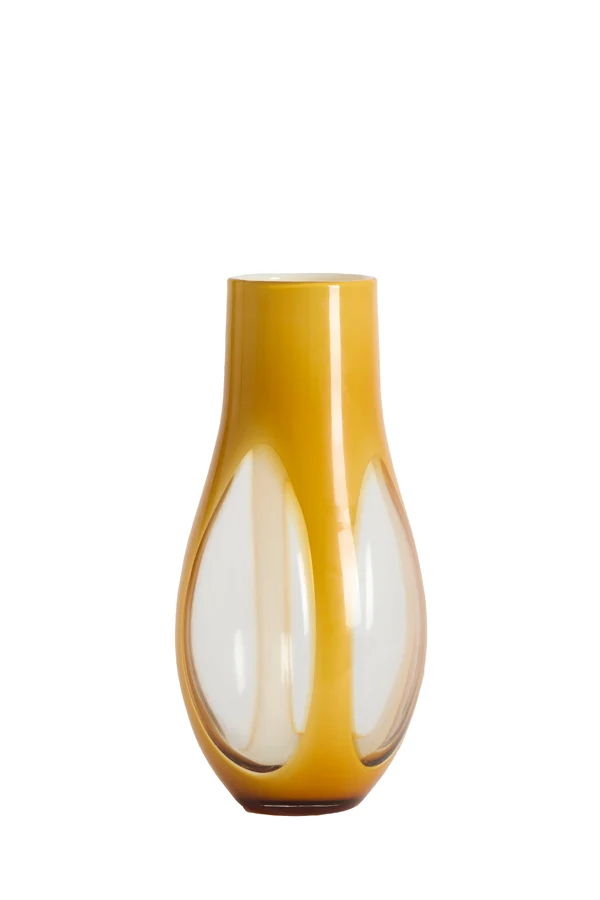 Vase 18x39 cm CASEROS glass milky ocher yellow