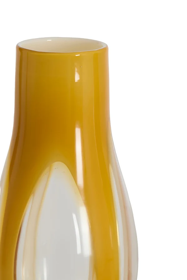 Vase 18x39 cm CASEROS glass milky ocher yellow