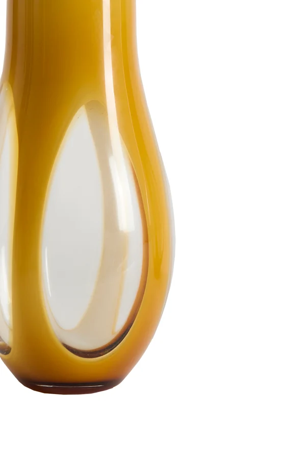 Vase 18x39 cm CASEROS glass milky ocher yellow