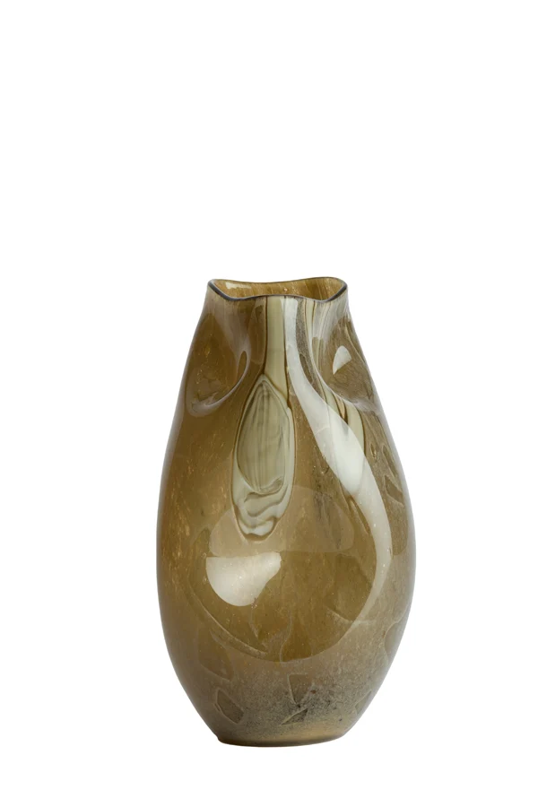 Vase 18x32 cm JORIEN glass taupe+olive green