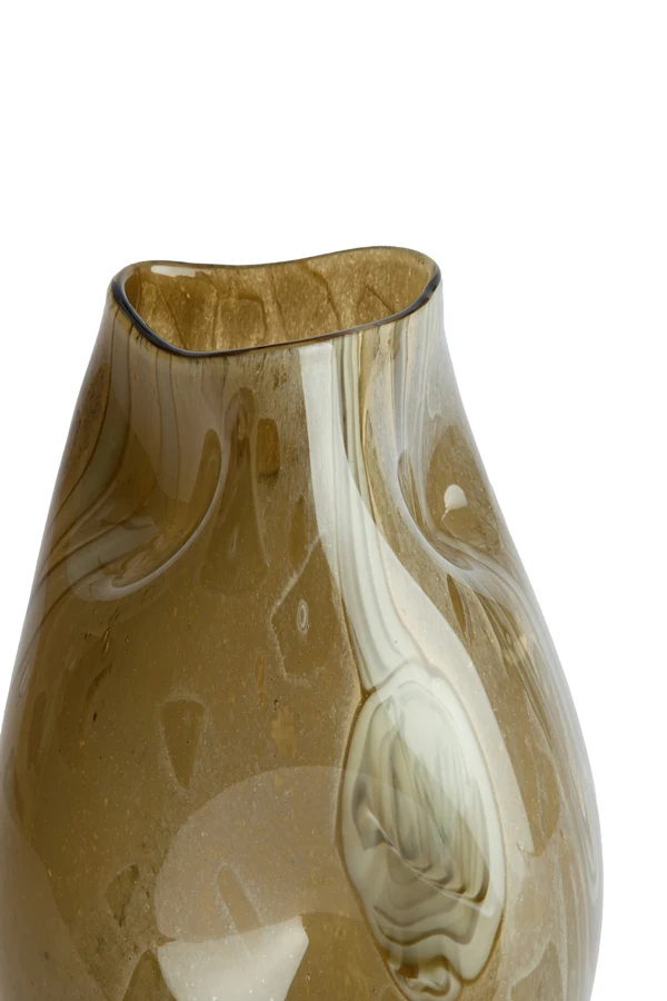 Vase 18x32 cm JORIEN glass taupe+olive green