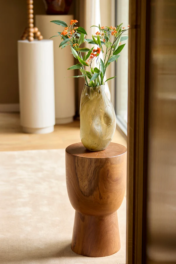 Vase 18x32 cm JORIEN glass taupe+olive green