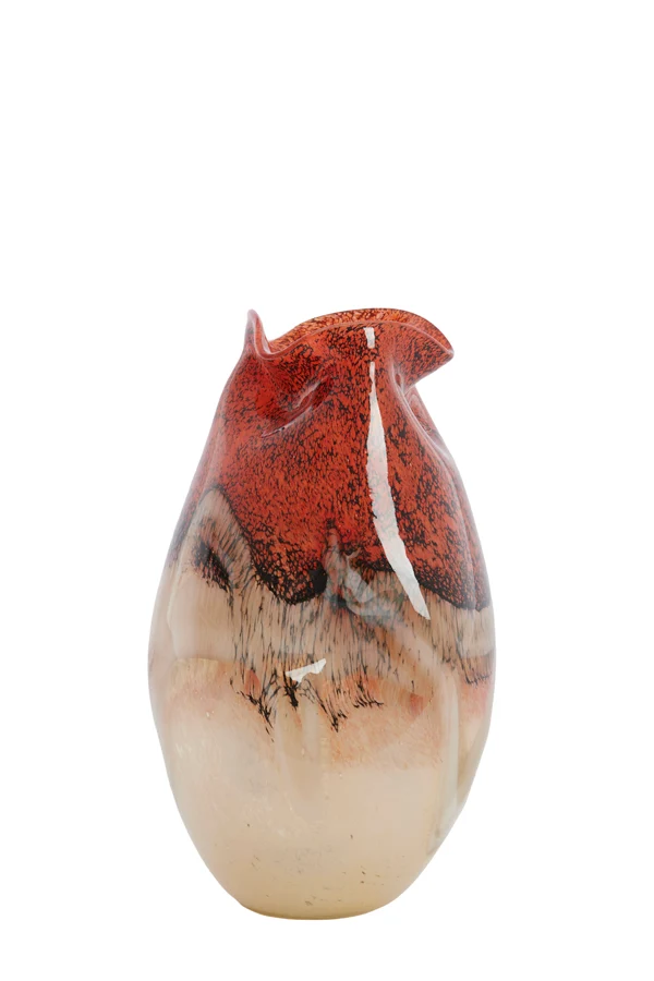 Vase 18x32 cm JORIEN glass red+taupe