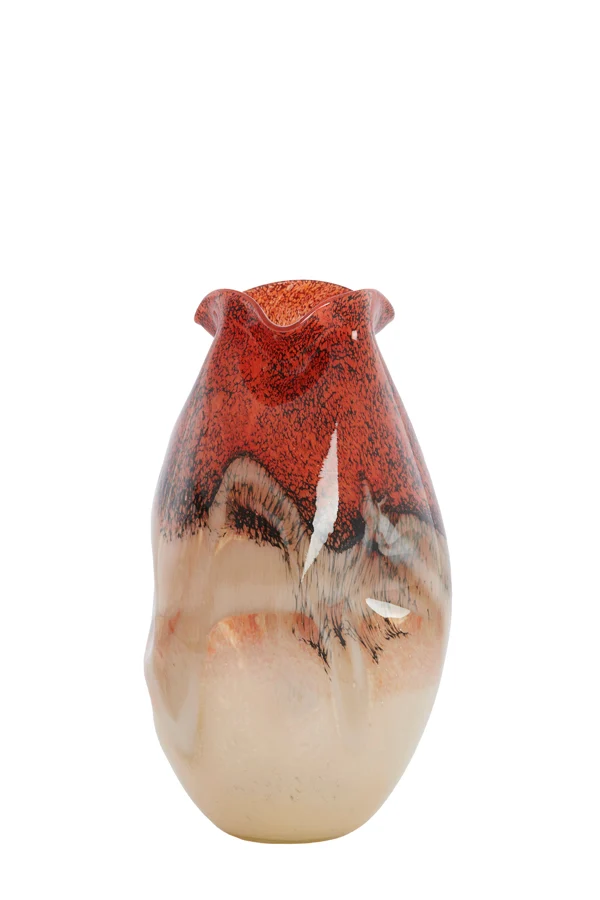 Vase 18x32 cm JORIEN glass red+taupe