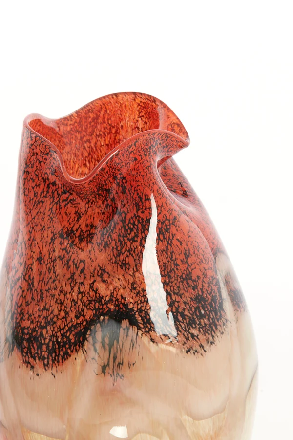 Vase 18x32 cm JORIEN glass red+taupe