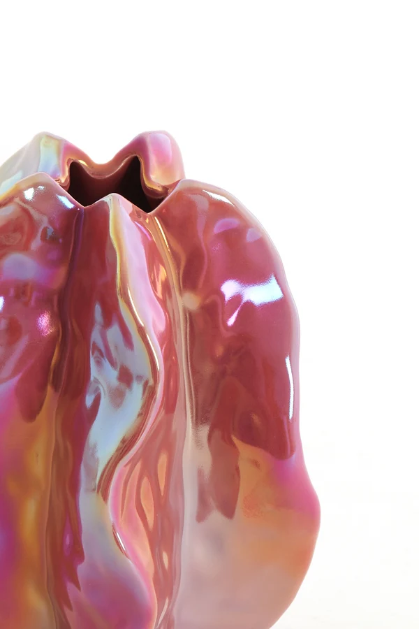 Vase deco 11,5x10x13,5 cm IDRIJA ceramics dark pink