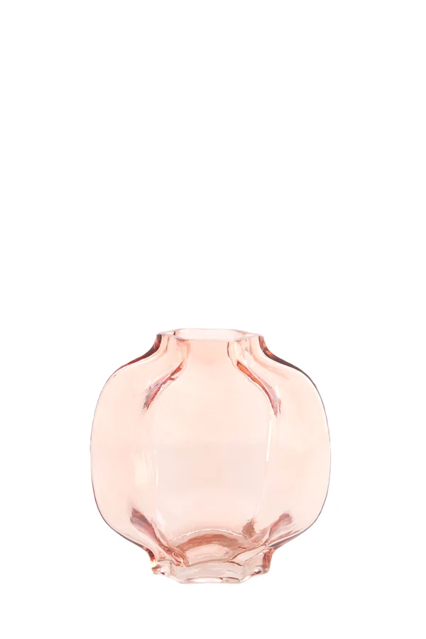 Vase 18x18 cm FALZES glass clear pink