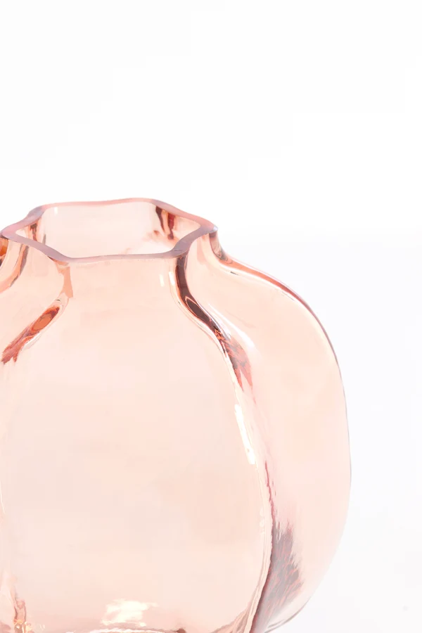 Vase 18x18 cm FALZES glass clear pink