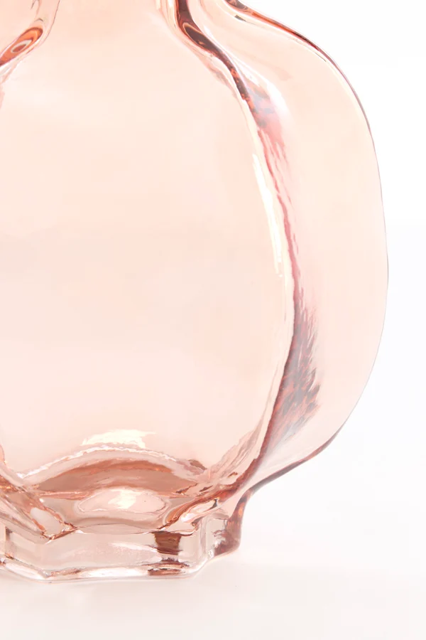 Vase 18x18 cm FALZES glass clear pink