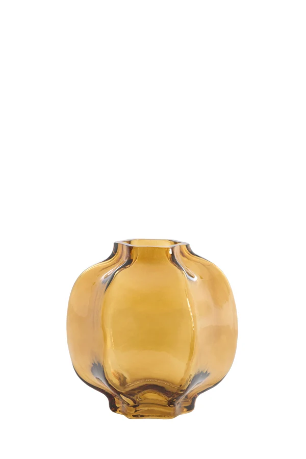 Vase 18x18 cm FALZES glass clear amber
