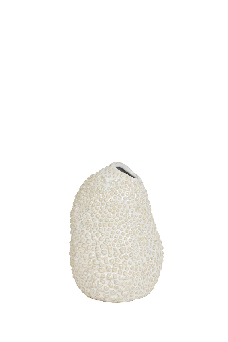 Vase deco 10x15 cm KYANA ceramics cream+white