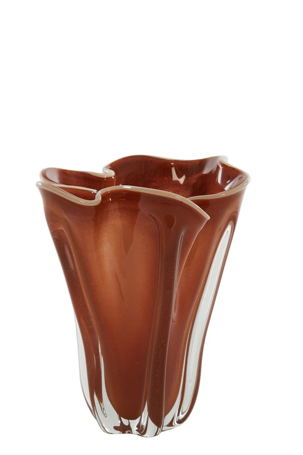 Vase 22x27 cm KAZUNO glass terra+cream